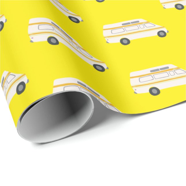 Retro Campervan Motorhome RV Van Yellow Wrapping Paper (Roll Corner)