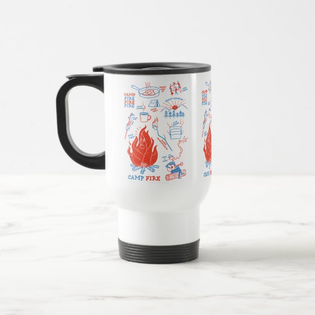Retro Campfire Adventure – Funny Camping Activitie Travel Mug (Left)