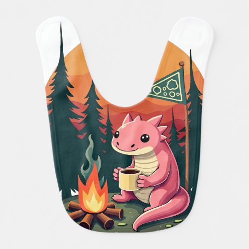 Retro Camping Axolotl Wander Often Wilderness Vibe Baby Bib