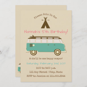 Retro, Camping Birthday Invite Special Bday
