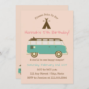 Retro, Camping Birthday Invite- Special Bday Invitation