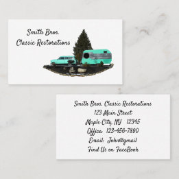 Retro Camping Car Trailer Business Cards