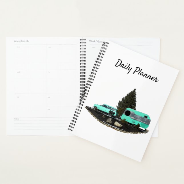 Retro Camping Car Trailer Daily Planner (Display)