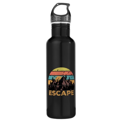 Retro Camping Escape Mountain Forest  Stainless Steel Water Bottle