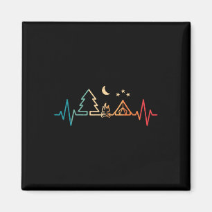 Retro Camping Heartbeat Nature Camper Hiking Men B Magnet