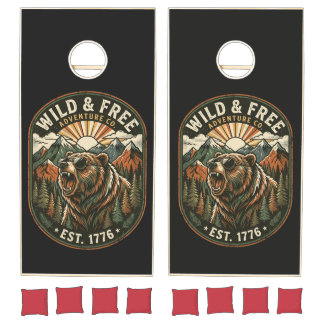  Retro Camping Hiking Outdoor Nature Lover Design Cornhole Set
