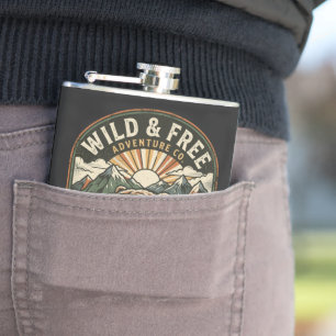 Retro Camping Hiking Outdoor Nature Lover Design Flask