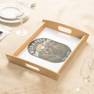 Retro Camping Hiking Outdoor Nature Lover Design Serving Tray