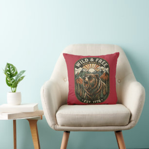  Retro Camping Hiking Outdoor Nature Lover Design Throw Pillow