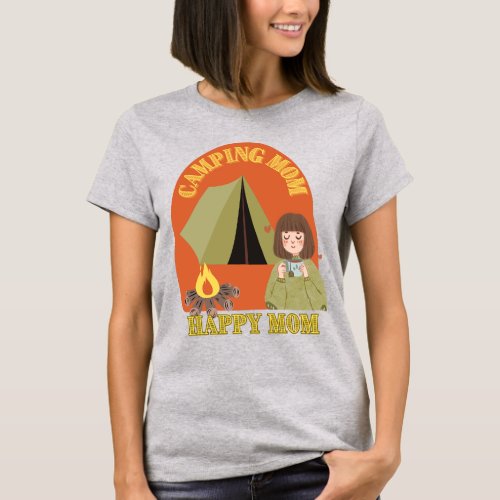 retro camping mom drinking tea _ mom camper T_Shirt