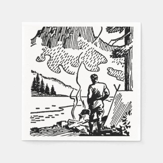 Retro Camping Paper Napkin (Front)