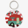 Retro Camping Party Supplies Custom Red Green Dots Keychain