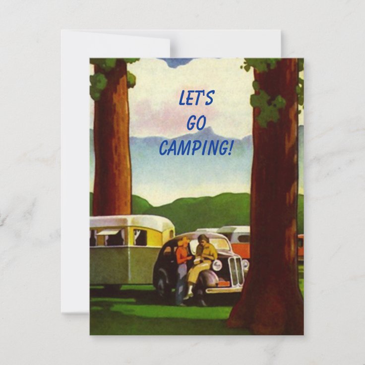 Retro CAMPING RALLY Vintage Campers Invitation Zazzle