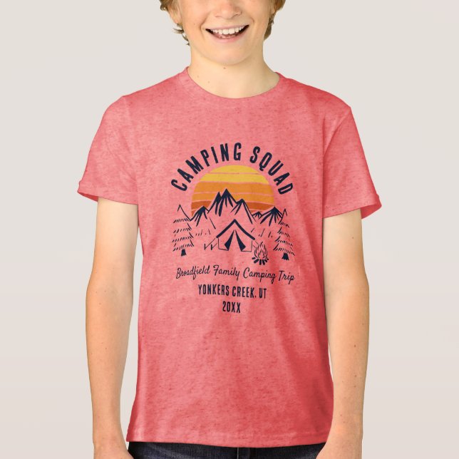 Retro Camping Squad Custom Family Summer Trip Tri-Blend Shirt (Front)