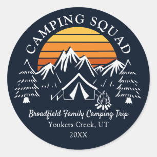 Retro Camping Squad Family Vacation Road Trip Classic Round Sticker