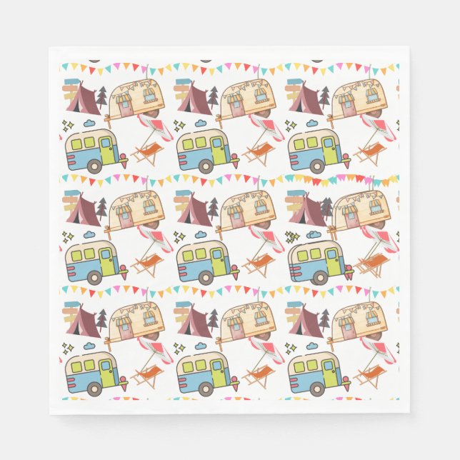 Retro Camping theme Napkins (Front)