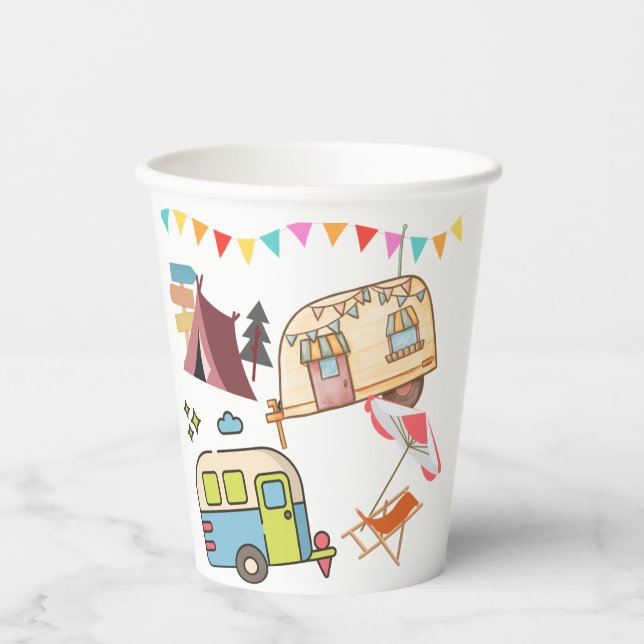 Retro Camping theme Paper Cups (Front)