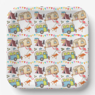 Retro Camping theme Paper Plates