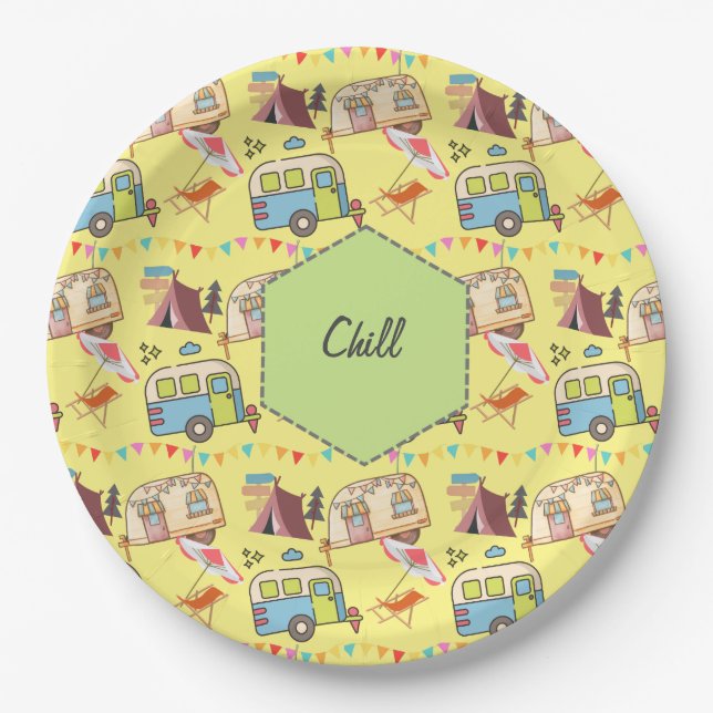 Retro Camping theme  Paper Plates (Front)