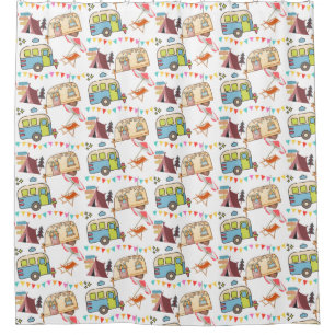 Retro Camping theme Shower Curtain