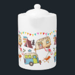 Retro Camping theme Teapot<br><div class="desc">Retro camping themed teapot. Lovely design,  you'll be yearning for the great outdoors!</div>