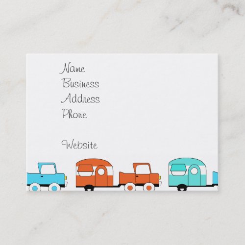 Retro Camping Trailer Turquoise Orange Vintage Car Business Card Templates