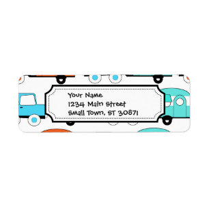 Retro Camping Trailer Turquoise Orange Vintage Car Label