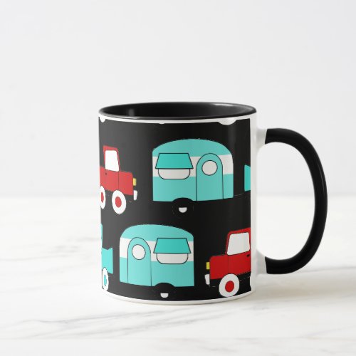 Retro Camping Trailer Turquoise Red Vintage Cars Mug