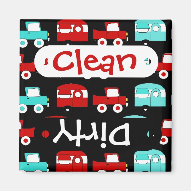 Retro Camping Trailer Turquoise Red Vintage RV Magnet (Front)