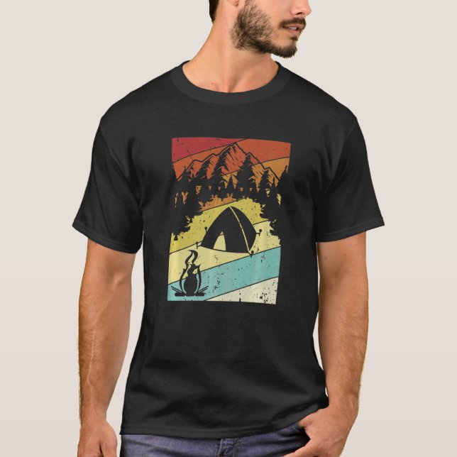 Retro Campsite Tents Glamping Camper Camping  2 T-Shirt (Front)
