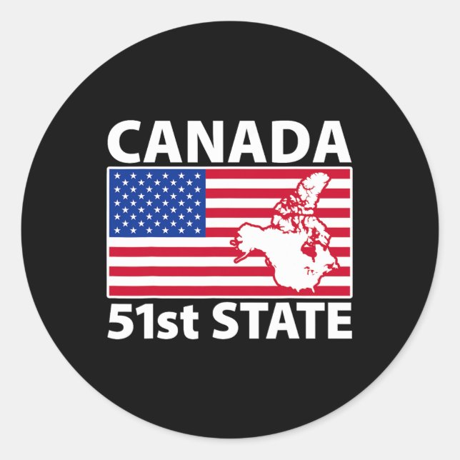 Retro Canada 51st State American Flag Trump 2025 M Classic Round Sticker (Front)