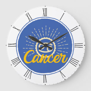 Retro Cancer Zodiac Sign Large Clock