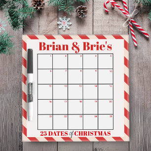 Retro Candy Cane 25 Dates of Christmas Activity Dry Erase Board