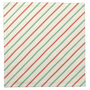 Retro Candy Cane Christmas Stripes Red Green Cloth Napkin