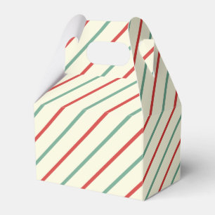 Retro Candy Cane Christmas Stripes Red Green Favor Boxes