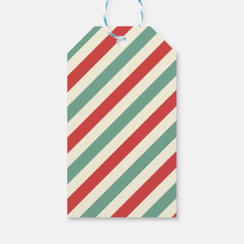 Retro Candy Cane Christmas Stripes Red Green Gift Tags