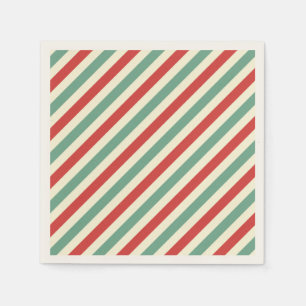 Retro Candy Cane Christmas Stripes Red Green Napkins