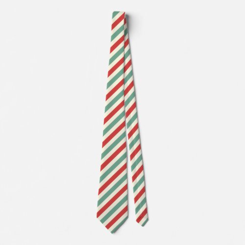 Retro Candy Cane Christmas Stripes Red Green Neck Tie