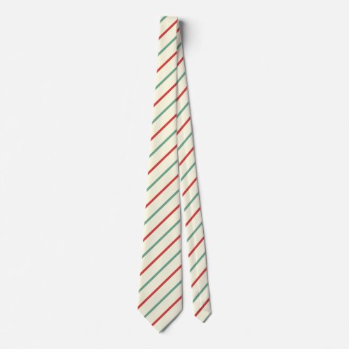 Retro Candy Cane Christmas Stripes Red Green Neck Tie