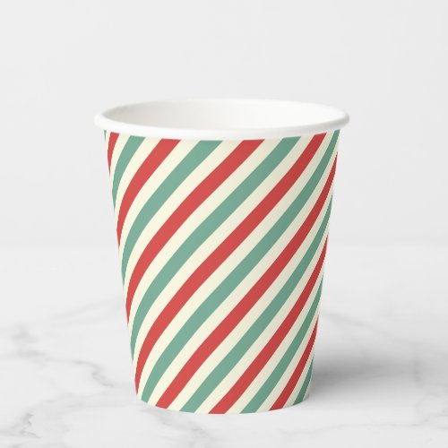 Retro Candy Cane Christmas Stripes Red Green Paper Cups