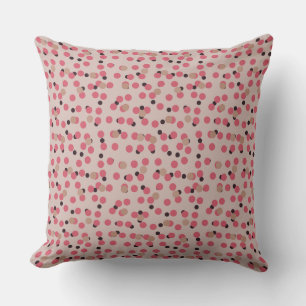 Retro Candy Floss Mid-Century Pink Dots Throw Pillow