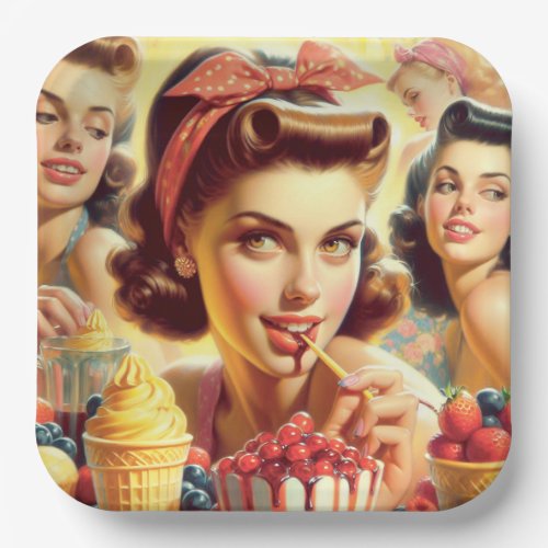 Retro Candy Girls Paper Plates