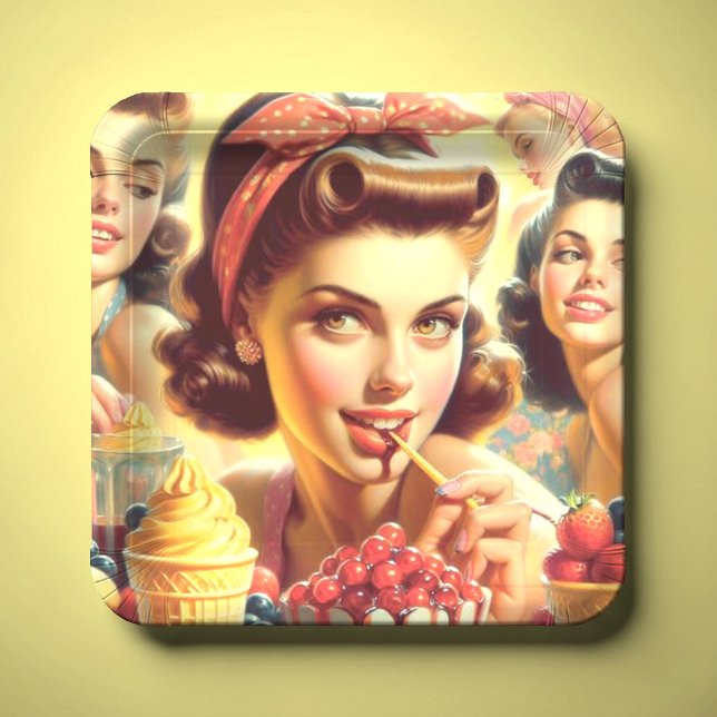 Retro Candy Girls Paper Plates (Creator Uploaded)