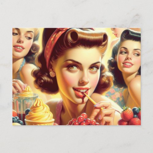 Retro Candy Girls Postcard