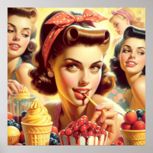 Retro Candy Girls Poster