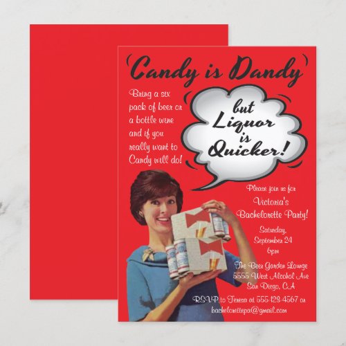 Retro Candy is Dandy Bachelorette Party Invitation