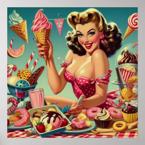 Retro Candy Pin Up Poster