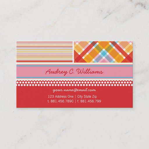 Customizable Retro Candy Pink Combo Pattern Custom Profile Card Business Cards