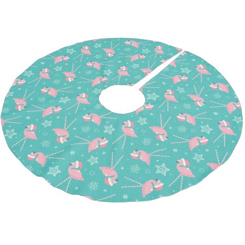 Retro Candy Pink Flamingos studioxtine Brushed Polyester Tree Skirt