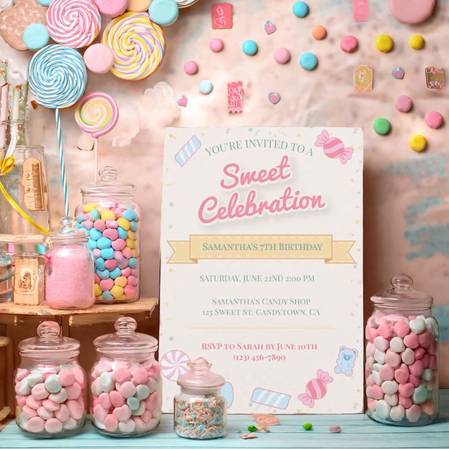 Retro Candy Shop Sweet Treat Invitation (Creator Uploaded)